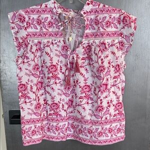 Boutique BINDU Martina Floral Pink Top - NWT!